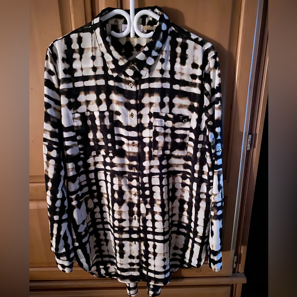 Calvin Klein Black and White Patterned Shirt